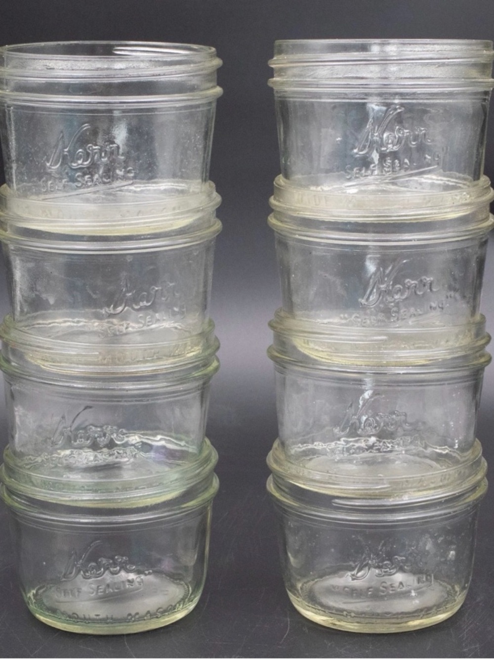 Vintage Kerr Half Pint Canning Mason Jars Wide Mouth Self-Sealing Lot of 8